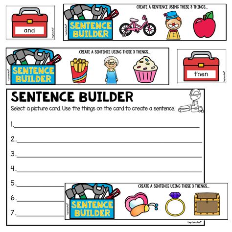 Sentence Builder | Top Teacher Scrambled Sentences, Qr Code Activities, Sentence Builder, Online Teaching Resources, Sentence Scramble, Top Teacher, Sentence Activities, Compound Sentences, Teacher Freebies