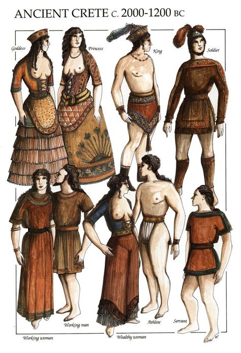 Ancient Greece Clothing, Ancient Crete, Ancient Greek Clothing, Minoan Art, Greece Outfit, Greece Fashion, Greek Mythology Art, Mythology Art, Greek Clothing