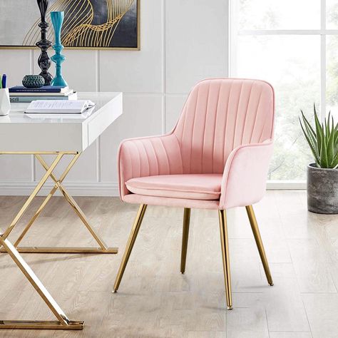 Say hi to Barbiecore, and 9 items that’ll help you embrace the trend at home | Real Homes Desk Chair No Wheels, Home Office Desk Chair, Girls Vanity, Luxury Arm Chair, Nordic Dining, Chair Living Room, Velvet Accent Chair, Vanity Chair, Metal Dining Chairs