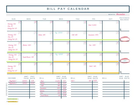 budgeting calendar for biweekly budgets Monthly Budget Worksheet, Faire Son Budget, Calendar Aesthetic, Bill Calendar, Weekly Budget Template, Budget Calendar, Budget Planner Free, Monthly Budget Printable, Bill Pay