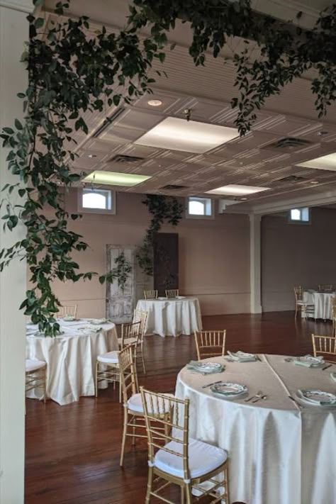 Banquet Hall Reception Decor, Parish Hall Wedding Reception, Wedding Venues Small Indoor, Small Wedding Reception Indoor, Ballroom Reception Decor, Simple Indoor Wedding Reception, Wedding Venues Indoor Simple, Wedding Decorations Indoor Simple, Small Wedding Venues Indoor