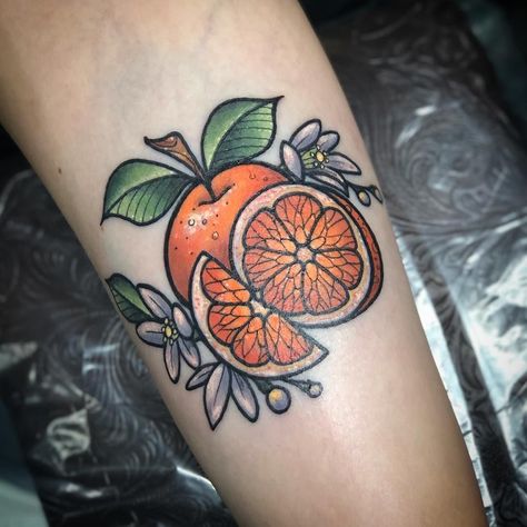 Watermelon Tattoo, Orange Tattoo, Fruit Tattoo, Traditional Style Tattoo, Elbow Tattoos, Traditional Tattoo Design, Traditional Tattoos, Back Tattoos, Skin Art