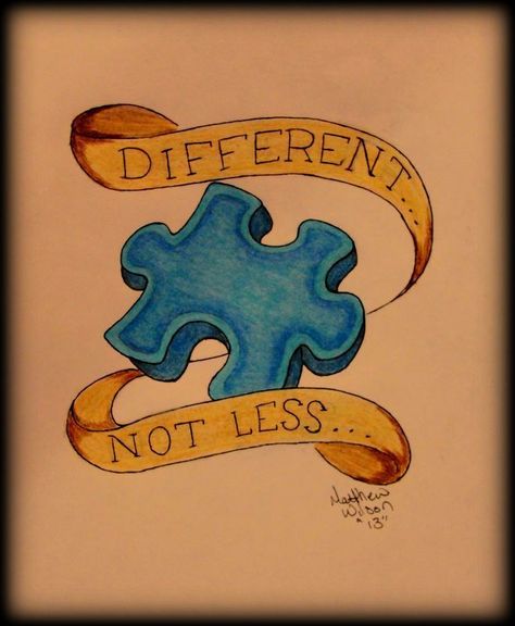 Special Needs Awareness Tattoo, Neurodivergent Tattoo, 2024 Sketchbook, Grandmother Tattoo, Joker And Harley Tattoo, Different Not Less, Harley Tattoos, Cute Simple Tattoos, Awareness Tattoo