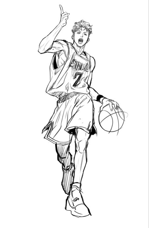 Basketball Dunk Drawing, Slam Dunk Drawing, Basketball Drawings, Cityscape Drawing, Slam Dunk Manga, Slam Dunk Anime, Bloodborne Art, Naruto Sketch Drawing, 캐릭터 드로잉