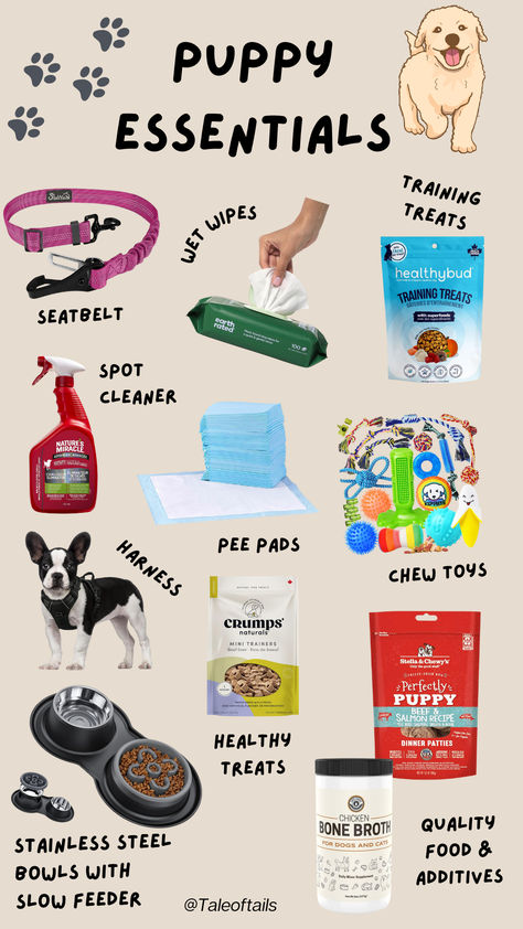 Pet Must Haves Amazon, Puppy Preparation List, Things You Need For A Dog, Things To Know Before Getting A Puppy, How To Take Care Of A Puppy, Puppy List Pet Products, Puppy Bags For New Owners, Things To Get Your Dog, Puppy Supplies List