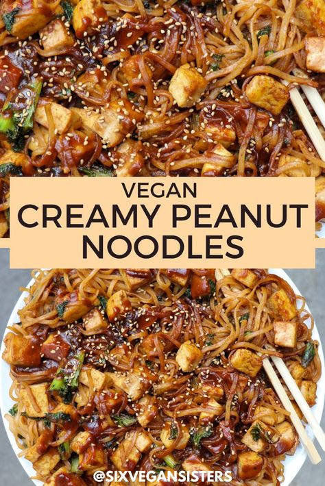 Peanut Noodles, Vegan Main Dishes, Tasty Vegetarian Recipes, Idee Pasto Sano, Tofu Recipes, Veg Recipes, Vegan Cooking, Vegan Dinner Recipes, Vegan Foods