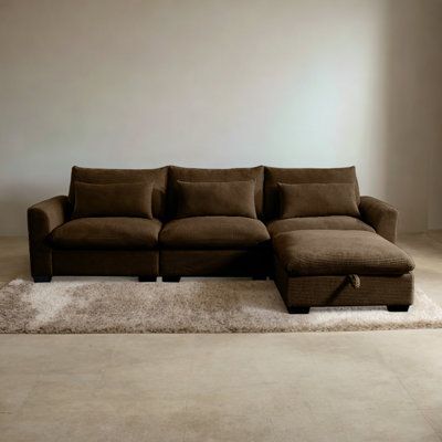 Living Room Brown Couch Color Schemes, Brown L Shape Sofa, Brown Suede Couch, Earth Tone Living Room Decor Cozy, Living Room With Brown Sofa, Dark Brown Sofa Living Room, Brown Sectional Living Room, Brown Couch Living Room Ideas, Light Brown Couch