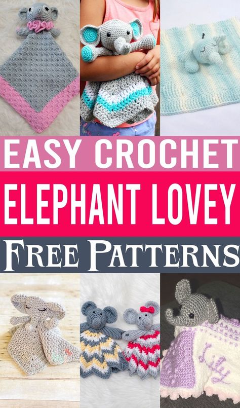 Introducing the sweetest crochet elephant lovey patterns to try. In this collection, you will find the best of Elephant Crochet including rugs, cushions, amigurumi, lovey blankets, and more. Crochet Elephant Blanket, Crochet Elephant Lovey, Elephant Lovey Crochet, Amigurumi Lovey, Lovey Blanket Pattern, Baby Elephant Toy, Elephant Blanket, Lovey Pattern, Patterns Sewing