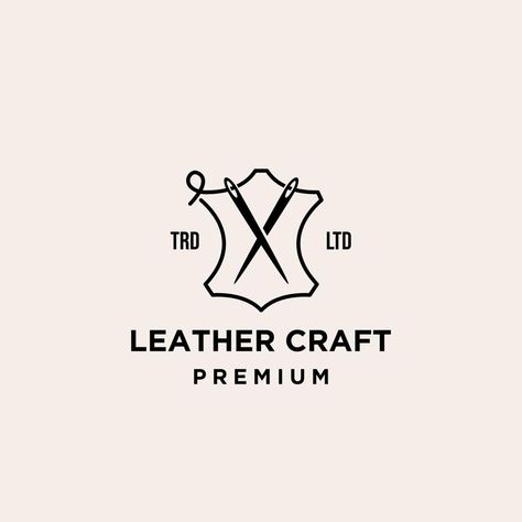 Leather Logo Ideas, Leather Logo Design, Leather Brand Logo, Sewing Logo Design, Workshop Icon, Tool Logo, Sewing Logo, Graphic Shirt Design, Flower Logo Design