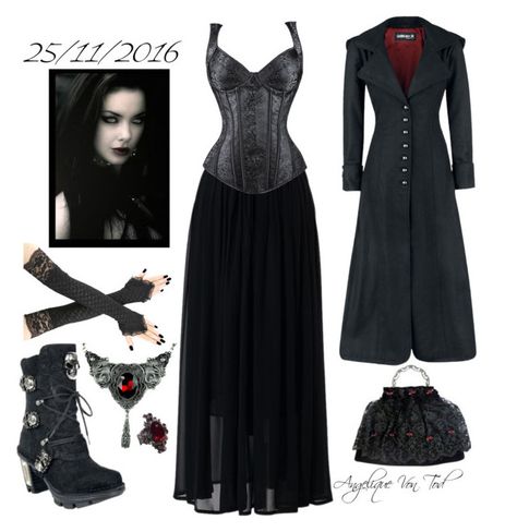 "Gothic Outfit" by angelique-von-tod ❤ liked on Polyvore featuring Chicwish Gothic Witch Costumes Victorian Goth, Gothic Halloween Dress-up Dresses, Witchy Dresses, Black Gothic Underbust Dress, Black Underbust Gothic Dress, Spring Gothic V-neck Dress, Mode Pastel, Goth Outfit Inspo, Goth Outfit Ideas