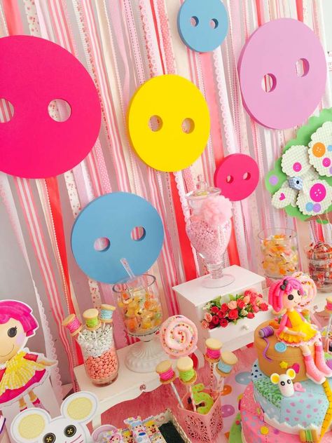 LaLaloopsy Birthday Party Ideas | Photo 17 of 24 | Catch My Party Sewing Birthday Party, First Birthday Gift Ideas, Lalaloopsy Birthday, Lalaloopsy Party, Birthday Inspiration, Bug Crafts, Peppa Pig Birthday, Backdrop Ideas, Farm Birthday