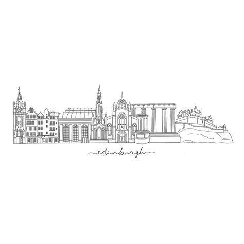 Rebecca Thomas on Instagram: “Illustration of Edinburgh’s skyline, now available to purchase on my Etsy shop (link in bio). Swipe right to see a panoramic view! . . .…” Edinburgh Sketch, Edinburgh Drawing, Edinburgh Illustration, Cities Drawing, Dean Village Edinburgh, Edinburgh Skyline, Print Sketch, Skyline Silhouette, Instagram Illustration