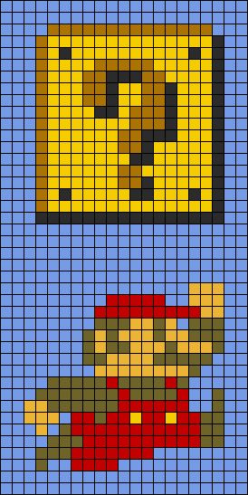 Video Game Alpha Pattern, Mario Alpha Pattern, Crochet Graphic, Block Drawing, Video Game Pattern, Geek Cross Stitch, Funny Tapestry, Nintendo Gamecube, Bead Loom Pattern