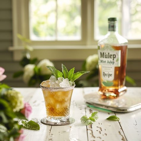 Mint Julep Recipe Disaronno Drinks, Southern Drinks, Julep Recipe, Mint Julep Recipe, Mint Simple Syrup, The Bayou, Mint Sprig, Kentucky Derby Party, Bourbon Cocktails