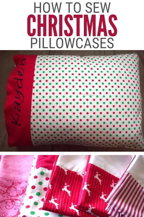 A personalized Christmas pillowcase is a fun handmade gift for family and friends. Learn how to make personalized Christmas pillowcases here. #thecraftyblogstalker #christmaspillow #DIYpillowcase #easytosew Christmas Pillowcases Diy, Christmas Pillow Cases Diy, Christmas Pillow Case, Christmas Pillows Diy Sewing Projects, Cuffs Diy, Pillow Cases Tutorials, Pillow Cases Diy, Kids Pillow Cases, Christmas Pillowcases