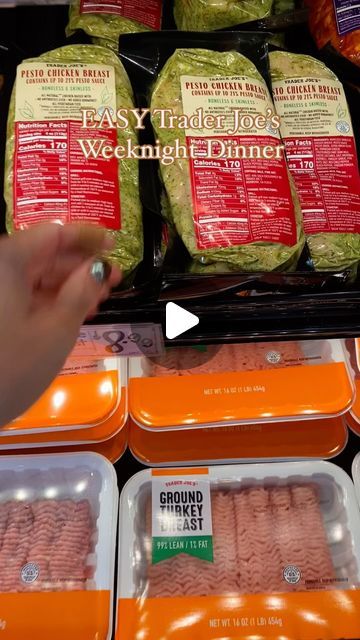 Trader Joe’s Low Calorie Meals, Trader Joe’s Chicken Recipes, Trader Joe Pesto Chicken, Trader Joes Casserole Recipes, Traders Joes Meals, Pesto Recipe Ideas, Trader Joes Pesto Chicken Breast, Pesto Chicken Trader Joes, Trader Joe’s Pesto Chicken Recipes