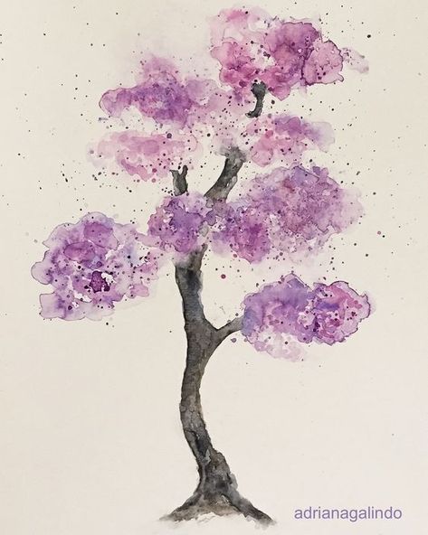 Tree Watercolor Painting, Watercolor Art Paintings, Watercolour Inspiration, Watercolor Projects, Watercolor Paintings Easy, Watercolor Art Lessons, Watercolor Trees, Tree Drawing, Easy Watercolor