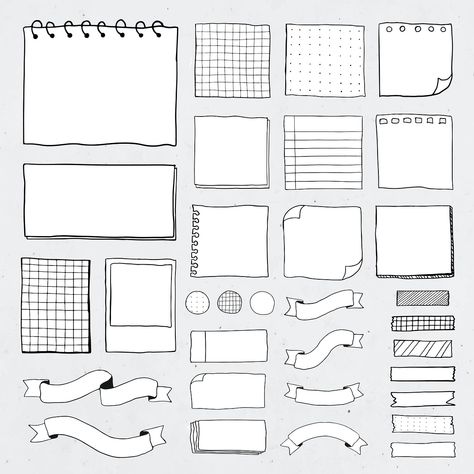 Blank reminder paper notes vector set | premium image by rawpixel.com / sasi Blank Reminder Paper Notes, Wrinkled Paper Background, Free Doodles, Paper Notes, Sketch Note, Bullet Journal Banner, Note Doodles, Doodle Frame, Doodle Notes