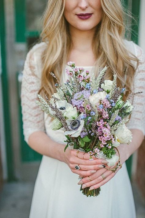 Boho Chic Wedding Flowers, Posy Bouquet, Bohemian Wedding Bouquet, Wildflower Wedding Bouquet, Bridal Hair Veil, Purple Wedding Bouquets, Boho Wedding Bouquet, Chic Brides, Rose Wedding Bouquet