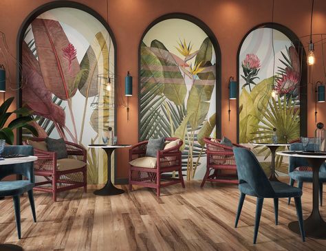 Restaurant Wallpaper Ideas, Italian Restaurant Interior Design, Italian Restaurant Interior, Restaurant Wallpaper, Restaurant Seating Design, Luxury Restaurant Interior, Japanese Restaurant Interior, Rooftop Restaurant Design, Bistro Design