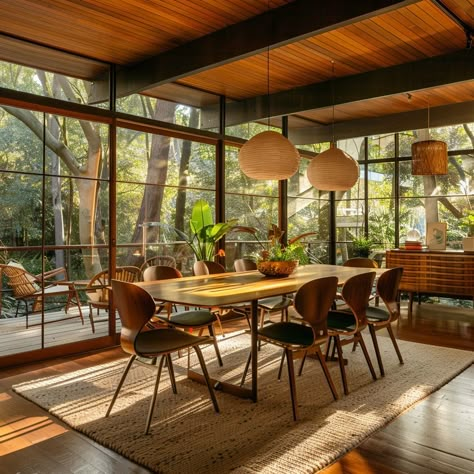 The Ultimate Mid-Century Modern Dining Room: Proven Tips For A Stunning Transformation - Edward George Large Dining Table In Kitchen, Mid Century Modern Mansion, Cozy Dining Room Aesthetic, Mcm Dining Room, Mid Century Dining Room, Alternative Seating, Mid Century Modern Dining Room, Dining Room Cozy, Mid Century Architecture