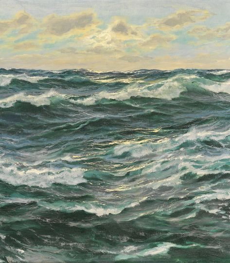 Patrick von Kalckreuth (1892-1970) ~ Seascape ~ Oil on Canvas (détail) Painting Waves, Sunset Seascape, Marine Painting, Water Drawing, Boat Art, Realism Painting, Sea Painting, Ocean Painting, Seascape Paintings