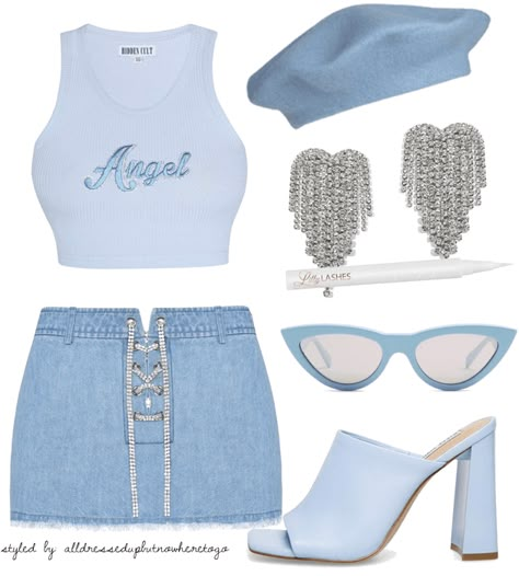 Blue Y2k Outfit, White Top Outfit, Full Blue, Bratz Inspired Outfits, Outfit Layout, 2000s Fashion Outfits, Skirt White, Blue Outfit, Outfit Shoplook