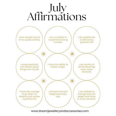 Positive affirmations for July ✨️✨️✨️ Stay blessed 💕 Set Intentions, Stay Blessed, I Am Worthy, Peaceful Life, Months Of The Year, Choose Love, Positive Life, Jewellery Accessories, Dream Jewelry