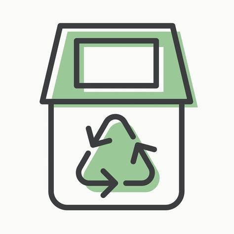 Recycling bin icon vector for business in simple line | free image by rawpixel.com / Minty Recycle Bin Icon Aesthetic, Recycle Icon, Recycle Bin Icon, Solid Waste, Vector Elements, Recycling Bins, Icon Pack, Free Illustrations, Simple Lines