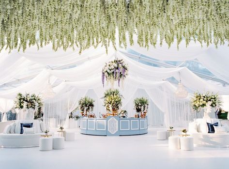 A Garden Wedding at Home in St. Louis, Missouri Blue Floral Decor, Charming Wedding, Wedding Consultant, Garden Wedding Venue, Marquee Wedding, Tent Wedding, Bridal Fashion Week, Wedding Bar, Floral Centerpieces