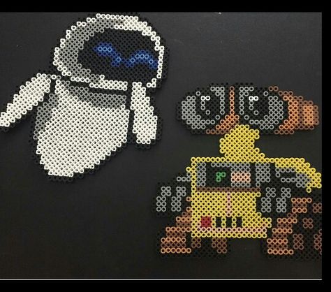 Eve & Wall-E Wall E Crochet Free Pattern, Walle And Eve Drawing Easy, Walle And Eve Perler Beads, Eve From Wall E, Disney Walle And Eve, Eve Wall E, Eve Wall, Melty Bead Designs, Graph Design