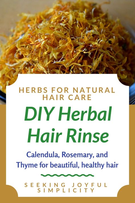 Natural hair care with a DIY herbal hair rinse recipe using rosemary, calendula, thyme, and plantain. Excellent herbs for dandruff too! Hair Care Diy, Hair Rinse Recipe, Using Rosemary, Herbal Hair Rinse, Wellness Mama, Hair Care Oil, Herbal Hair, Hair Rinse, Diy Hair Care