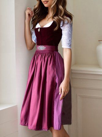 German Womens Fashion, German Dirndl Dress, Scandinavian Dress, German Dress Dirndl, German Dress, Oktoberfest Outfit, Lace Pocket, German Fashion, Dirndl Dress