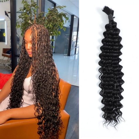 Amazon.com : Human Braiding Hair 18 Inch Deep Water Wave Bulk Human Hair for Braiding 100g 2 Bundles/Pack No Weft 10A Brazilian Virgin Human Hair Extensions for Boho Braids Wet and Wavy Human Hair Braiding Hair : Beauty & Personal Care Wet And Wavy Braids, Human Hair Braiding Hair, Human Hair For Braiding, Hairstyles Theme, Feed In Braids Hairstyles, Feed In Braid, Braids With Extensions, Hair Braiding, Human Braiding Hair