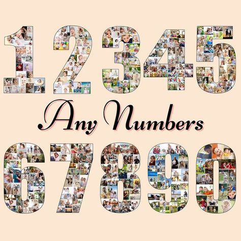 Custom Any Number Photo Collage, Printable Collage, Personalized Number Collage, Digital Birthday Anniversary Gift, Gift for Men Women Picture Numbers For Birthday, Number Picture Collage, Number Photo Collage, Number Collage, Anniversary Collage, Wedding Photo Collage, Birthday Photo Collage, Collage Foto, Meaningful Artwork