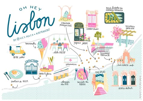 Best of Lisbon, Portugal: What to Visit, Eat and Experience! Lisbon Tourist Map, Lisbon Map Illustration, Lisbon Illustration, Lisbon Portugal Outfit, Lisbon Map, Lisbon Portugal Travel, Portugal Map, Portugal Trip, Portugal Vacation