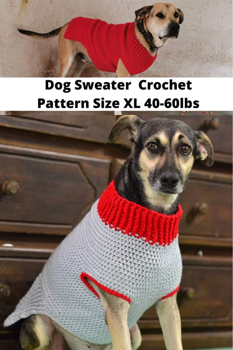 Crochet Dog Sweaters, Crochet Dog Sweater Free Pattern, Crochet For Dogs, Sweater Free Pattern, Crochet For Pets, Dog Sweater Crochet, Large Dog Sweaters, Pet Crochet, Crochet Pets