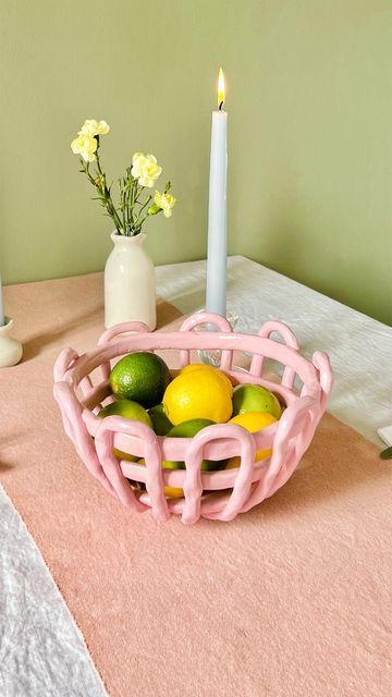 Sculpd | Craft Reinvented on Instagram: "Fruit bowl goals 🍋 #pottery #airdryclay #potterybowl #spring #tablescapes #giftideas" Funky Fruit, Spring Tablescapes, Pottery Bowls, Clay Pottery, Air Dry Clay, Fruit Bowl, Clay Art, Tablescapes, Bowl