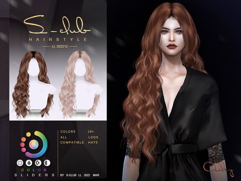 The Sims Resource - Wavy Long hairstyle(Ailey II) by S-Club Sims 4 Curly Hair, Wavy Long Hair, Die Sims 4, Mod Hair, Pelo Sims, Sims 4 Game Mods, Long Hairstyle, Sims 4 Dresses, Sims Four