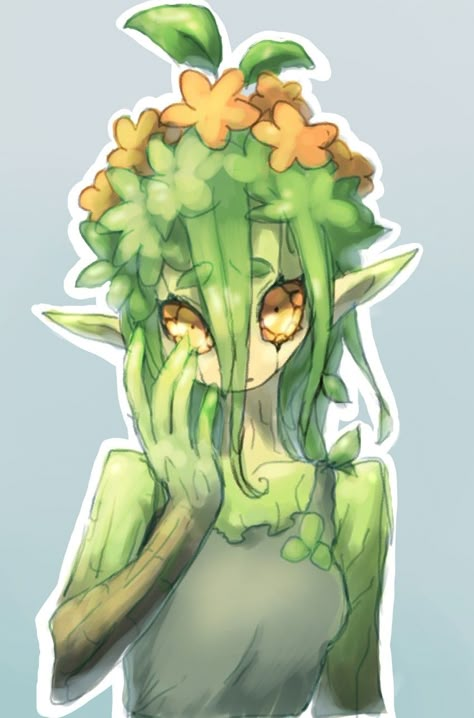 Plant Themed Character Design, Dnd Plant Character, Flower Person Character Design, Plant People Drawings, Plant Oc Male, Plant Oc Art, Plant Monster Character Design, Plant Person Character Design, Plants As People