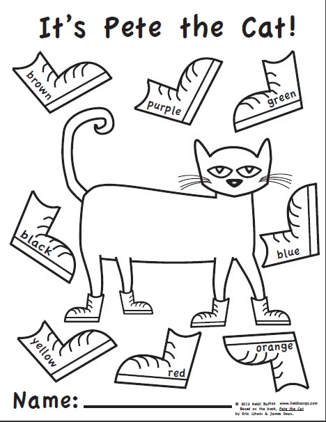 Pete the Cat Free Printables | http://www.heidisongs.com/Free_Downloads/assets/Pete_the_Cat-Color ... Pete The Cat Shoes, Preschool Rules, Cat Coloring Pages, Storytime Crafts, Pete The Cats, Lama Lama, Kindergarten Skills, Cat Coloring, Cat Activity