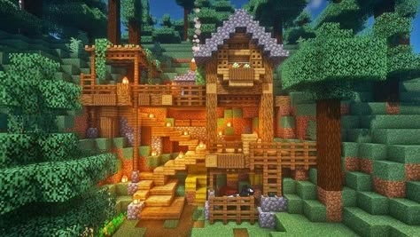 Mountain Home Minecraft, Mountain Side House Minecraft, Minecraft Mountain House, Minecraft Mountain, Mc Builds, Minecraft Houses Survival, Minecraft Mansion, Minecraft Structures, Minecraft Interior Design