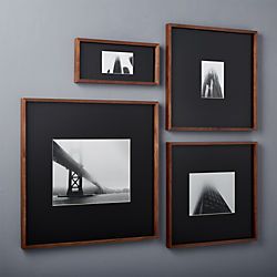 gallery walnut picture frames with black mats Cadre Photo Diy, Photowall Ideas, Frames Ideas, Modern Picture Frames, Framing Ideas, Modern Pictures, Picture Framing, Diy Picture Frames, Gallery Wall Frames