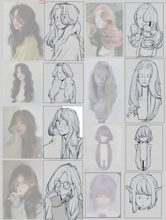 Different Faces Drawing Character Design, Side Look Drawing, Reference Photos Head, Art Trends Drawing, How To Draw Hair Reference, Hairstyle Art Drawing, Woman Face Reference Drawing, Hair Sketch Reference, Hairstyle Reference Drawing