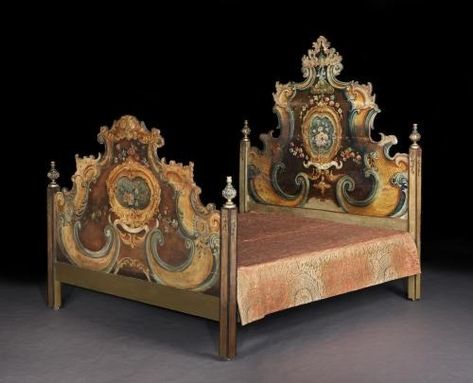 All Objects Offered by Dealer | BADA Crazy Beds, Painted Bed Frames, Baroque Bed, Ornate Bed, Vampire Castle, Mattress Base, Shaped Headboard, Miniature Inspiration, Painted Beds