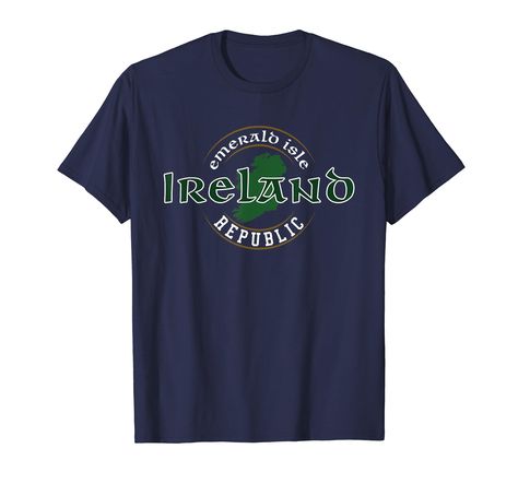 PRICES MAY VARY. Ireland Republic Emerald Isle Irish Map Gift Lightweight, Classic fit, Double-needle sleeve and bottom hem Irish Tshirts, Travel Tees, Irish Heritage, Emerald Isle, Dublin Ireland, Tee Design, Dublin, Branded T Shirts, Top Styles