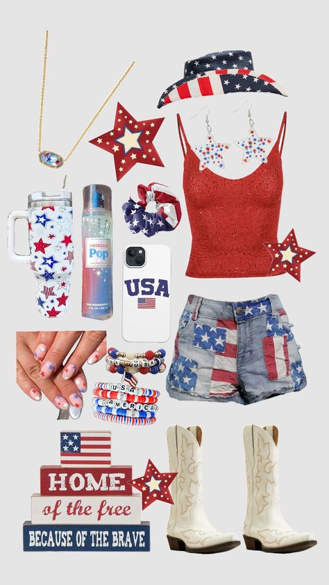 Western 4th of July outfit🇺🇲🎇🎆🌟 Fourth Of July Outfits For Teens, July 4th Outfits, Forth Of July, 4th Of July Outfit, July Outfits, July Wedding, Patriotic Outfit, 4th Of July Outfits, Spirit Week