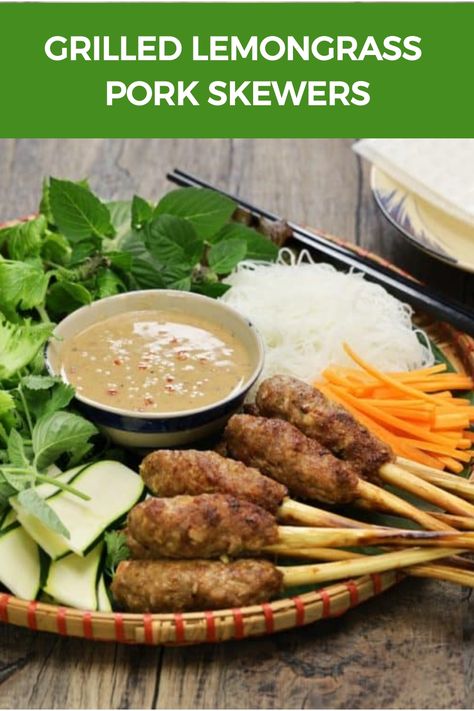 Grilled Lemongrass Pork Skewers Minced Pork Recipes, Vietnamese Lemongrass Pork, Pork Mince Recipes, Lemongrass Pork, Lemongrass Recipes, Braised Pork Shoulder, Sticky Pork, Food Vibes, Pork Skewers