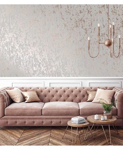 Graham & Brown - Milan Texture Rose Gold and Grey Wallpaper Paper Texture Wallpaper, Cork Texture, Grey And Rose, Cork Wallpaper, Tapete Gold, Grey Texture, Washable Wallpaper, Rose Gold Wallpaper, Graham Brown