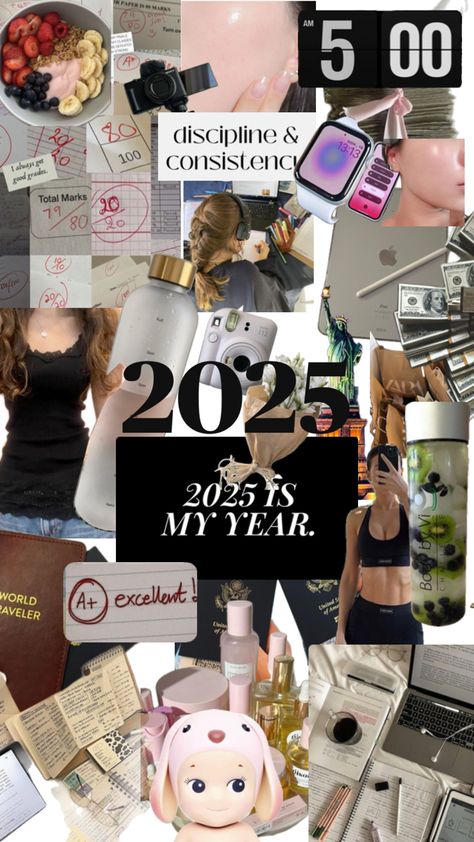 Resolution Aesthetic, Resolution Board, New Years Resolution List, Healthy Habits Motivation, Vision Board Themes, Vision Board Collage, Career Vision Board, Vision Board Goals, Vision Board Images